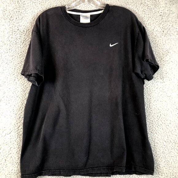 Vintage Nike Shirt Mens XL Black Essentials Swoosh Logo Embroidered Y2K Grunge - Picture 1 of 5